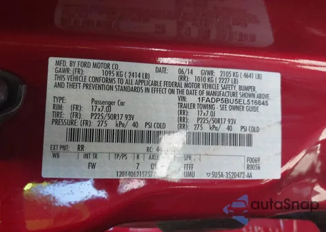 2014 Ford C-Max Hybrid Sel из США, поврежденный, VIN 1FADP5BU5EL516845